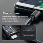 FONENG X119 1M Zinc Alloy Head Braided Cable (100W)