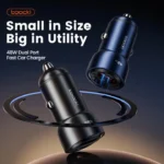 Toocki 48W Dual Port Fast Car Charger Multi-port PD3.0 QC3.0 Fast Charging USB Type C Mini Car Adapter - Image 3