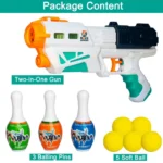 2 in 1 Water Shoot Magic Blaster Gun with 3 Bowling Pins & 6 Soft Ball - Image 8