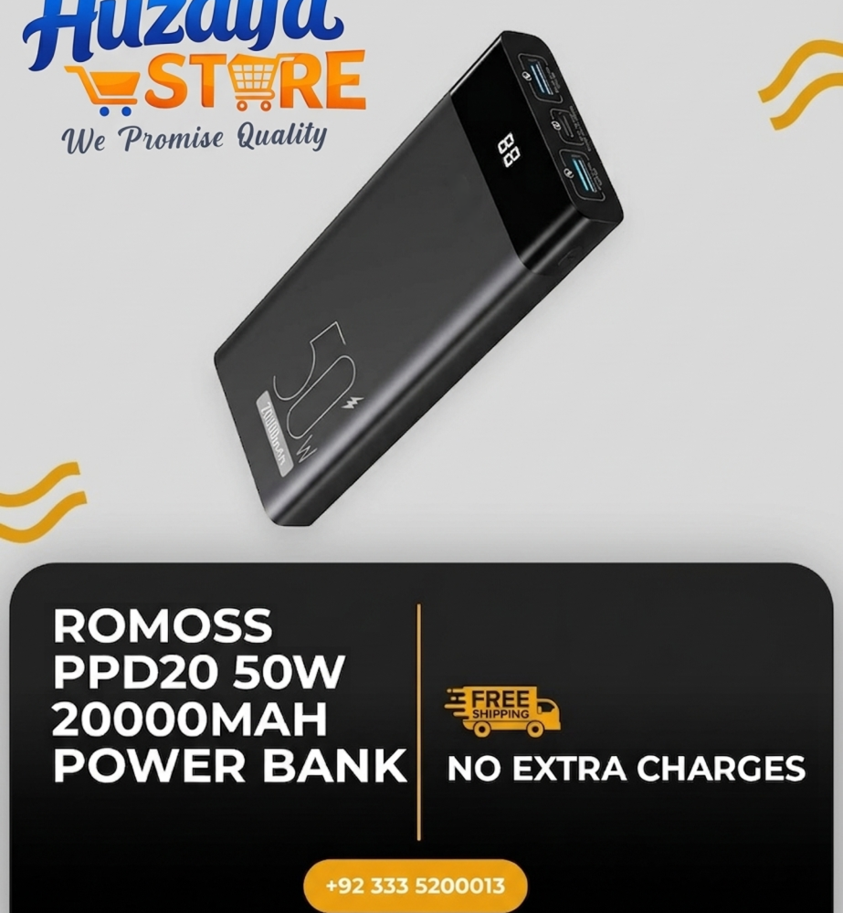 ROMOSS PPD20 50W 20000mAh Power Bank | USB-C PD Fast Charging Power Bank