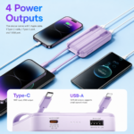 Baseus Comet 20000mAh 22.5W Dual-Cable Power Bank – White Color - Image 5